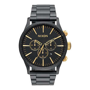 Watches: Nixon Sentry Chrono - Matte Black/Gold