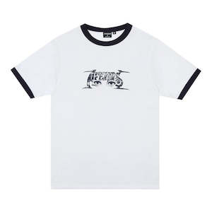 Afends All Eyez Ringer Tee - White/Deep Sea