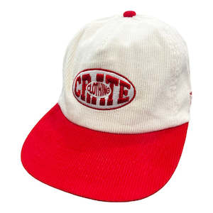 Crate: Crate Oval Cord Varsity Cap - White/Red