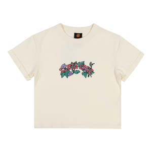 Youth: Santa Cruz Youth Cluster Strip Cropped Tee - Cream