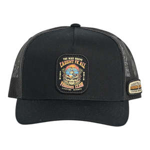 Caps: Mad Hueys Caught Fk All Skull Trucker - Black
