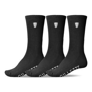 Socks: Globe Gillette Crew Sock 3 Pack - Black/White