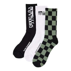 Socks: Thrills Excitement 3 Pack Sock - White/Black/Green