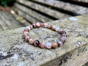 Bracelets: Rhodochrosite and Pearl Bracelet | by Lynaire Kibblewhite