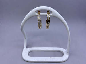 Earrings: 9ct Yellow Gold Hoop Earrings with Cubic Zirconias | Preloved
