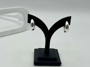 Earrings: Crescent Shape Huggie Earrings | Sterling Silver