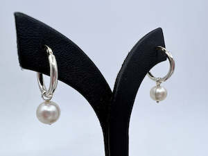Earrings: Small Hoop Earrings | Round Pearl Drop