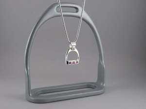 MEDIUM Stirrup Pendant | 3 Gemstones