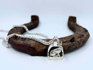LARGE Stirrup Pendant | Sitting Hare