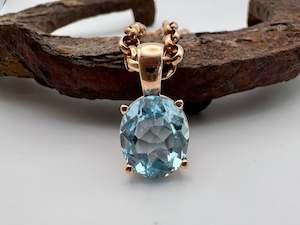 Preloved Items: Blue Topaz Pendant | 9ct Rose Gold | Preloved