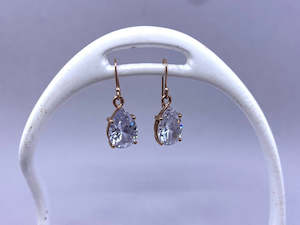 Cubic Zirconia Tear Drop Earrings | 9ct Rose Gold | Preloved