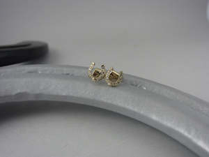Diamond Earrings: Horseshoe Studs with Diamonds | Small 8mm