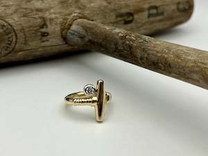 Polo Stick Ring | Jumbo | 9ct Yellow Gold with Diamond