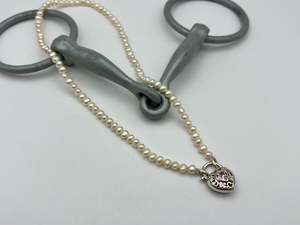 Freshwater Pearls | 4-4.5mm | Padlock Clasp with Pink Stone