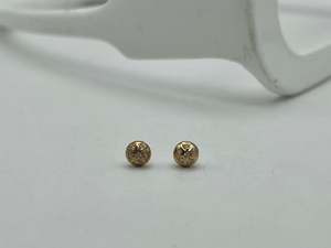 9ct Yellow Gold Dome Earrings with Diamonds | Preloved