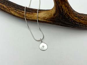 Mini Disc Tag Pendant with CZ Stone and Chain Set | End of Line