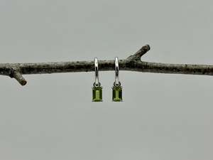 Earrings: Sterling Silver Hoop Earrings | Peridot Drop