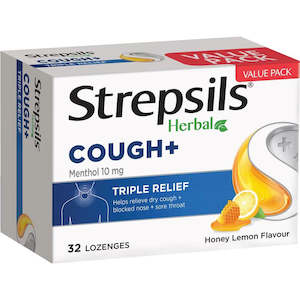 Pharmacy: Strepsils Lozenges Herbal Cough Honey Lemon 32s