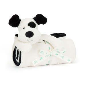 Household And Accessories: Jellycat Bashful Black & Cream Puppy Blankie