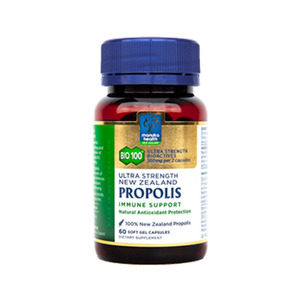 Supplements And Superfoods: Manuka Health Ultra Strength BIO100 New Zealand Propolis 60 Capsules