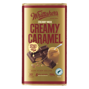Whittaker's Creamy Caramel 33% Cocoa Milk Chocolate Block 250g