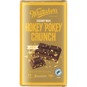 Pharmacy: Whittaker's Hokey Pokey Crunch 33% Cocoa Milk Chocolate Block 250g
