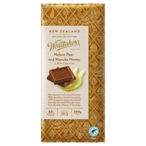 Pharmacy: Whittaker's Nelson Pear & Manuka Honey Chocolate Block 100g