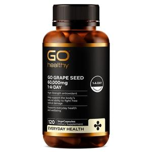 Supplements And Superfoods: GO Healthy Grape Seed 60,000mg 1-A-Day 120 VegeCapsules