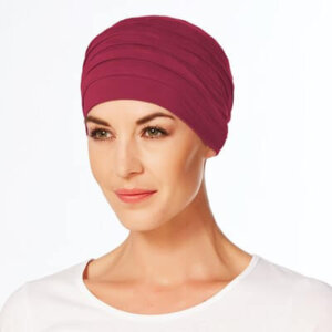 Products: Chemotherapy turban, beret, hats for alopecia, chemo hair loss, buff