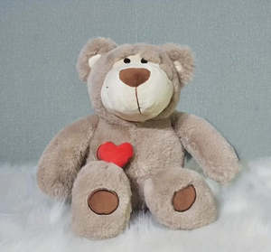 Teddy Bears: Dark Gray Soft Plush Heart Teddy Bear - With Pets Ashes Inside