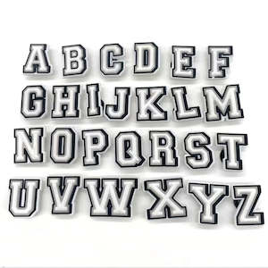 Shoe Charms: Alphabet Black/White/Grey