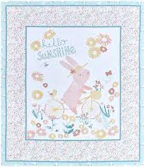 Children Babies Quilt Panels: Sunny Bunny Panel - Springs Creative