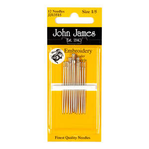 Hand Sewing Needles: John James Embroidery Size 18