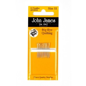 Hand Sewing Needles: John James Big Eye Quilting Size 11