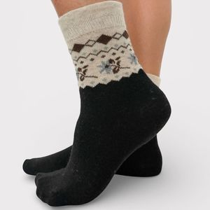 MINX APRES MID SOCK BLACK OATMEAL PATTERN