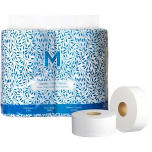 MATTHEWS 2 Ply Jumbo Toilet Roll Bale- 300m/roll, 8 rolls/case FSC