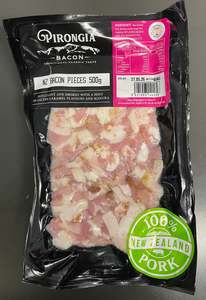 Sausages Smallgoods: Pirongia Bacon Pieces 500g - NZ Pork