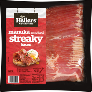 Hellers Manuka Smoked Streaky Bacon (Frozen) - 1kg