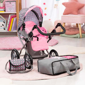 Role Play: Bayer City Star Pram - Grey & Pink