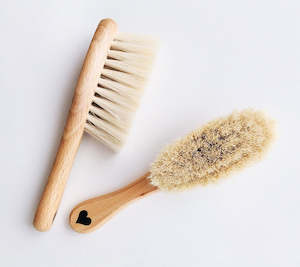 Care: LullaLove Natural Goats Hair Brush with Wash Cloth