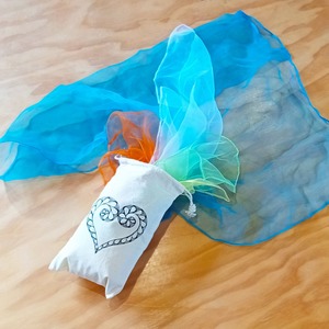 Products: Set of assorted scarves in canvas heart bag