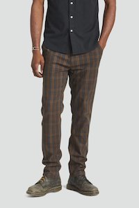 Mens Pants: Choice Chino Pant - Brown/Blue Plaid