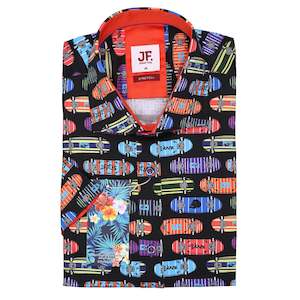 Mens Shirts: Short Sleeve Print Shirt - Skateboard Print