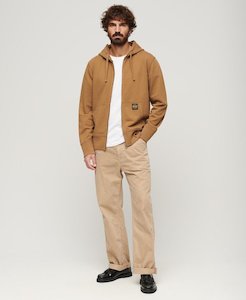 Superdry: Contrast Stitch Relax Zip Hood - Brown