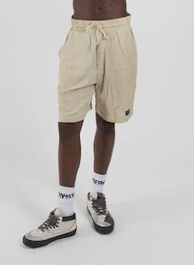 Mens Shorts: Linen Track Short - Natural