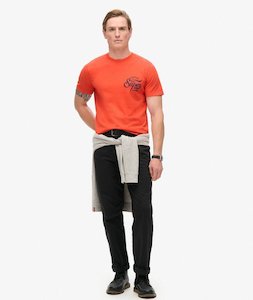 Superdry: Copper Label Chest Graphic Tee - Denim Co Rust Orange