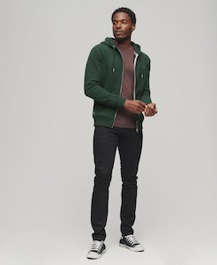 Superdry: Essential Logo Zip Hoodie - Forest Green