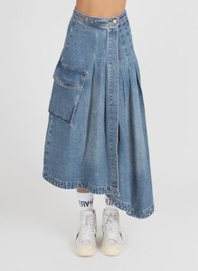 Womens Skirts: Present Skirt - Washed Blue