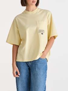 Womens T Shirts: Redefined Boxy Pkt Tee - Lemon Spritz