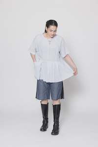 Womens T Shirts: Panic Tee - White Stripe